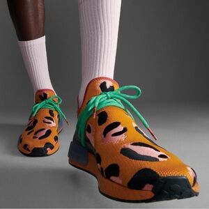 NWT Adidas x Pharrell Hu Focus Orange Animal Print NMD Boost Sneakers
